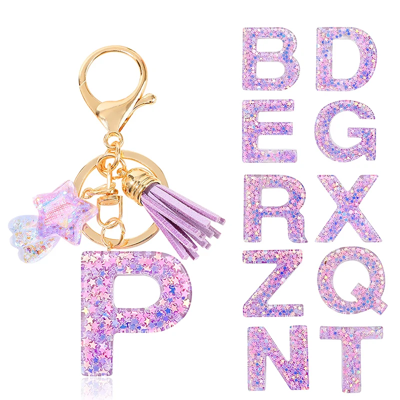 แฟชั่น DIY A-Z ตัวอักษรพวงกุญแจโลหะจี้ Key CHAIN ผู้หญิงแหวน Simple Letter ชื่อ Key PARTY ของขวัญเครื่องประดับ