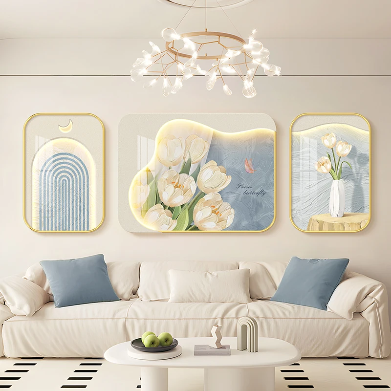 Tulip cream wind living room sofa lamp painting niche art lamp painting atmosphere simple modern mural lamp