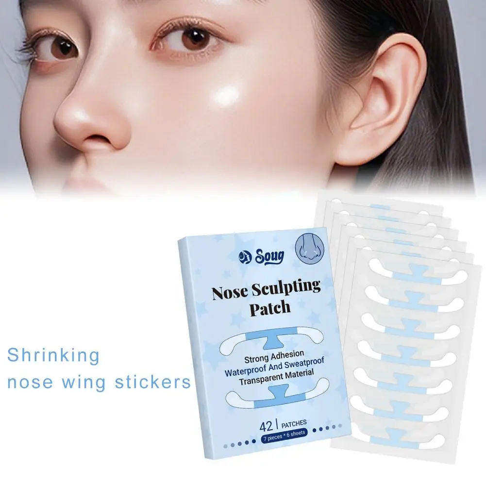 42Pcs Shrinking Nose Wing Stickers Invisible Nose Shrink Patch Cosplay Special Nose Shrink Beauty Strips Nose Shaper Lifting