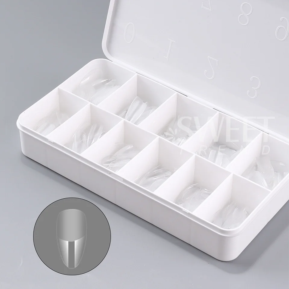 550 piezas de tips de uñas de gel suave, medianos y cortos, en forma de almendra y ataúd, cobertura completa, mate, para extensión, acrílicas, francesas, para decoración 5