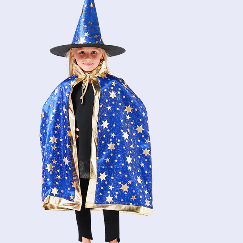 

1pc Children Five-star Cloak Comfortable Fabric All-size Design Stage Performance Halloween Party Creative Cape Witch Costume