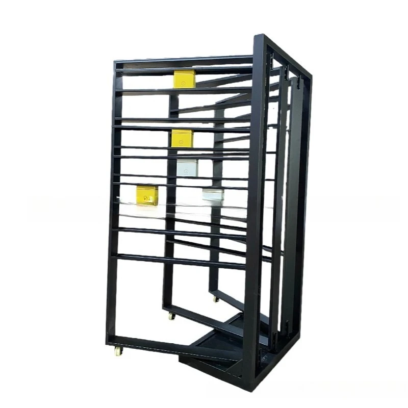 Flip-type display rack, mobile phone display cabinet, sample display rack