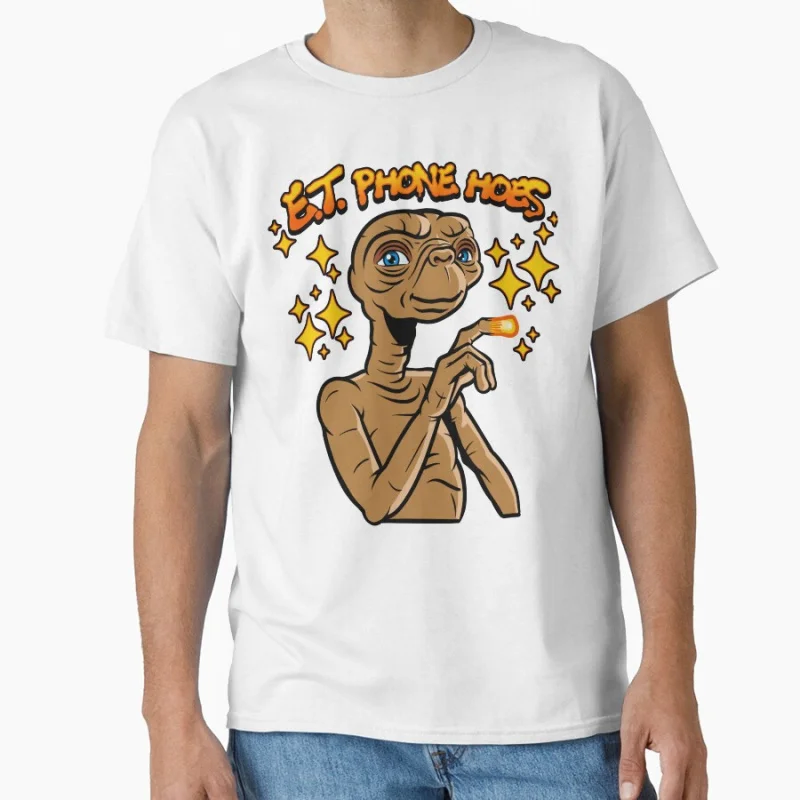 ET الهاتف المعاول ريترو 80s فيلم الغريبة خارج الأرض الخيال العلمي هدية تي شيرت كبير الحجم بلايز الجرافيك الملابس طباعة المحملة