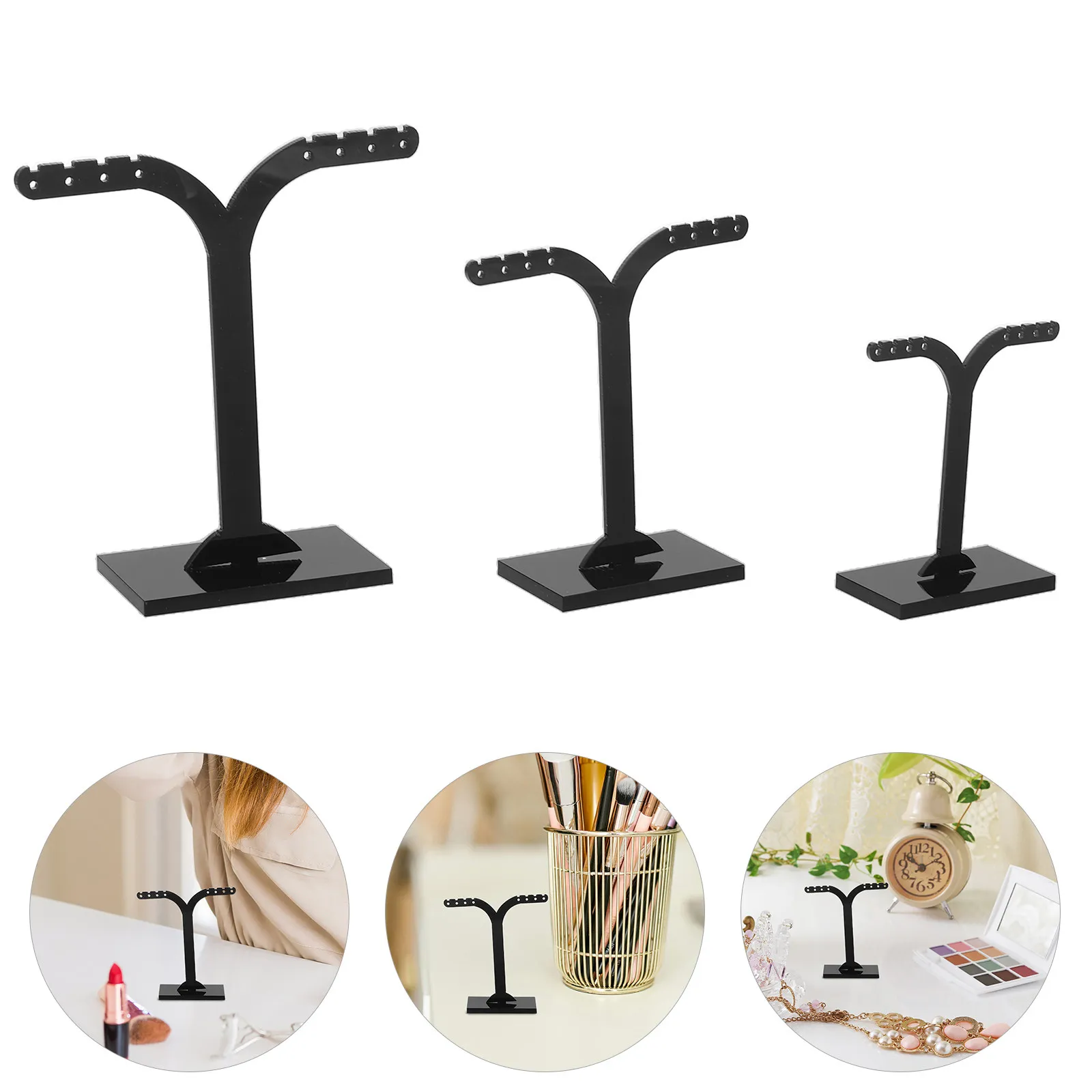 

3Pcs Earring Display Stand Acrylic Holder Multipurpose Sizes Jewelry Storage Rack for Home Retail Show Vendors
