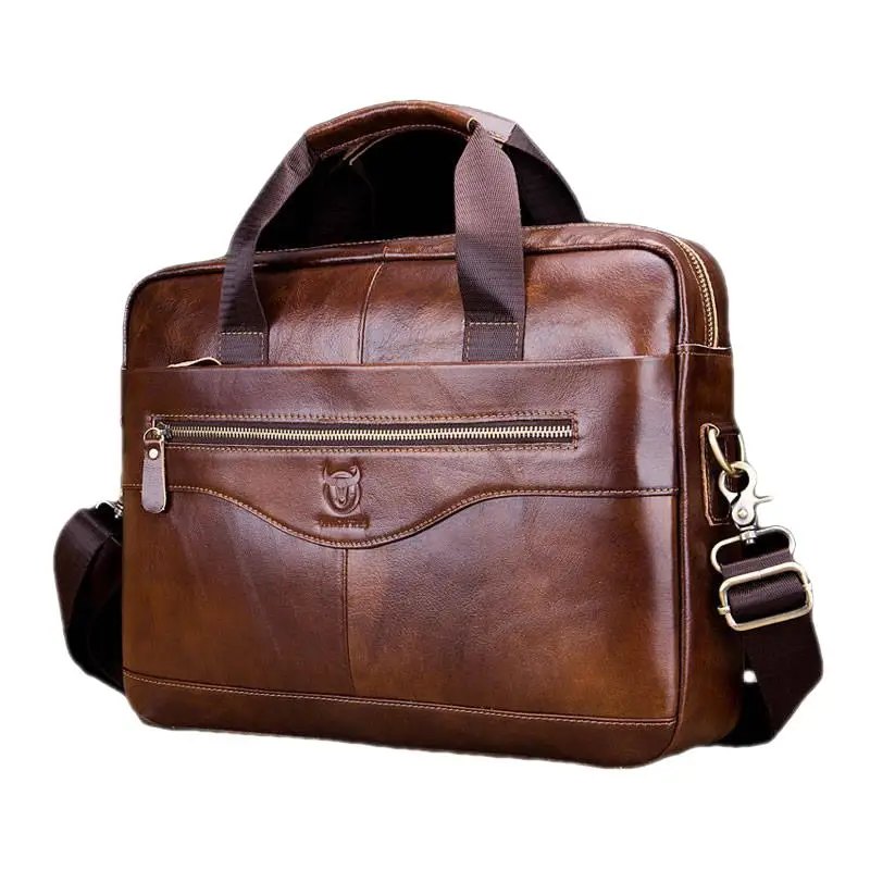 Maletines de cuero genuino Vintage para hombres, bolso de negocios para computadora portátil, bolso cruzado de alta calidad, bolso de mensajero de hombro masculino de lujo