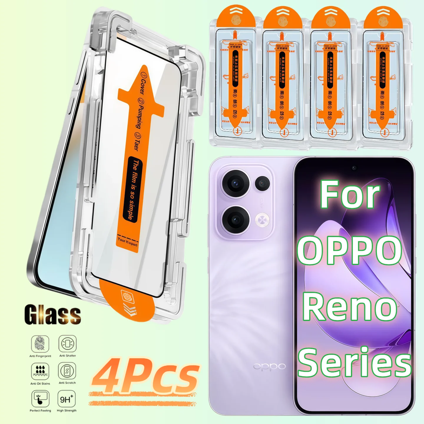 

4-pack for OPPO Reno Z Ace 2 2Z 2F 3 4 4SE 5Z 5Lite 5K 6 7SE 7Z 7Pro 8z 13 14 HD Tempered Glass Screen Protector, Dust-Free