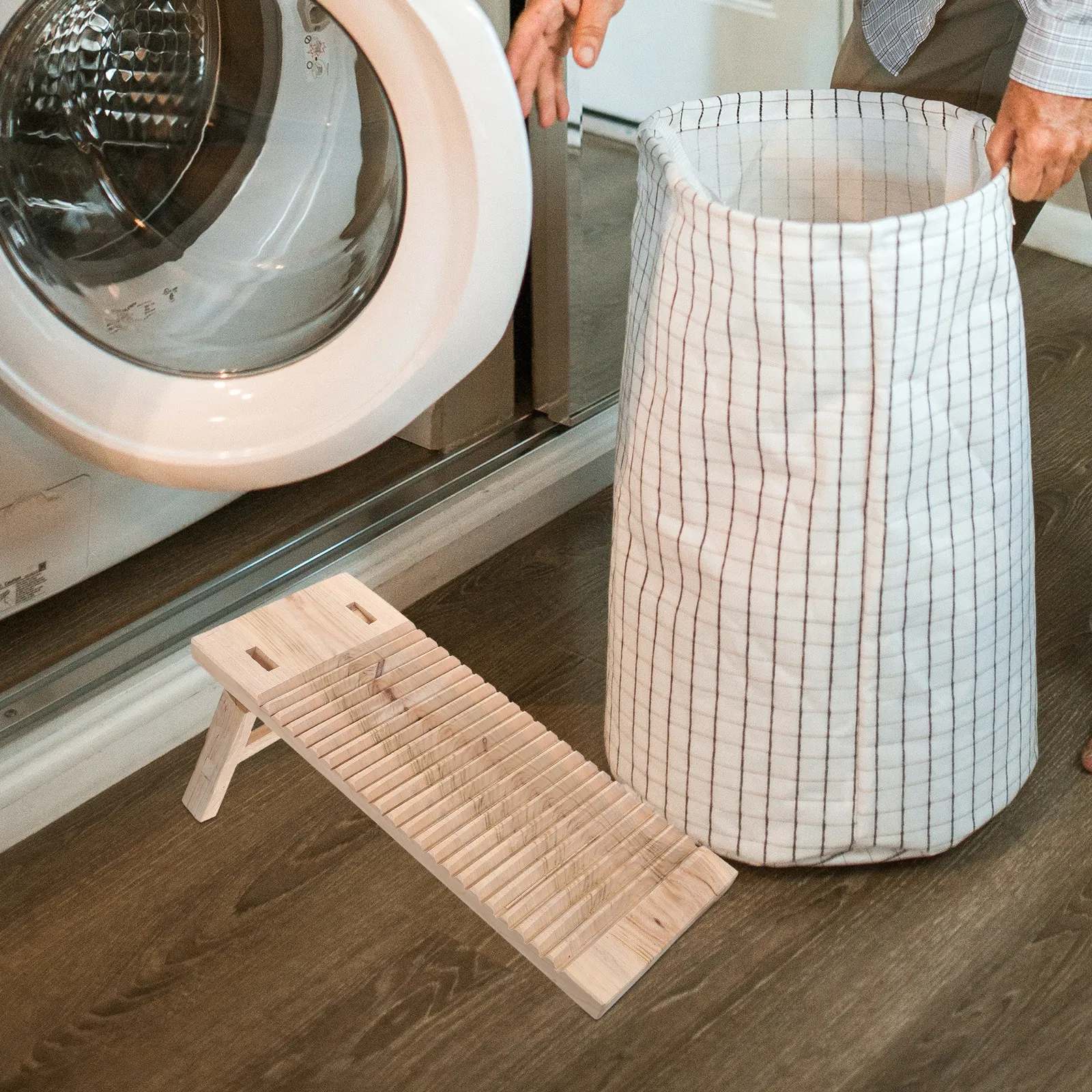 

Sturdy Wooden Washboard for Home Use Eco Friendly Solid Wood Construction Non Slip Scrubbing Surface Ideal for Delicate Fabrics