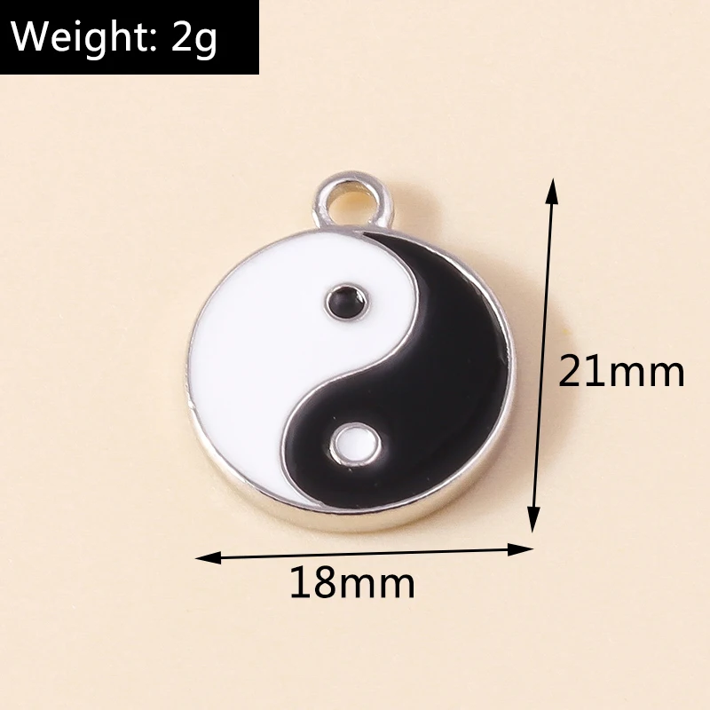 10pcs 18*21mm Enamel Kung Fu Tai Chi Charms Pendants for Necklaces Earrings DIY Making Yin Yang Charms Handmade Jewelry Findings