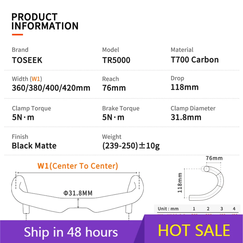 

POWER LEAP TOSEEK TR5000 Carbon Fiber Bicycle Handlebar Full Internal Wiring Road Bike Handle Drop Bars Bike Parts