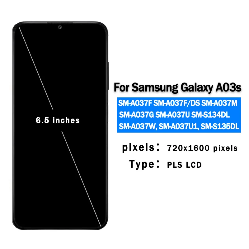 Pantalla de 6.5" para Samsung Galaxy A03s, ensamblaje de LCD y pantalla táctil para Samsung A03s A037F A037M, piezas de repuesto 2