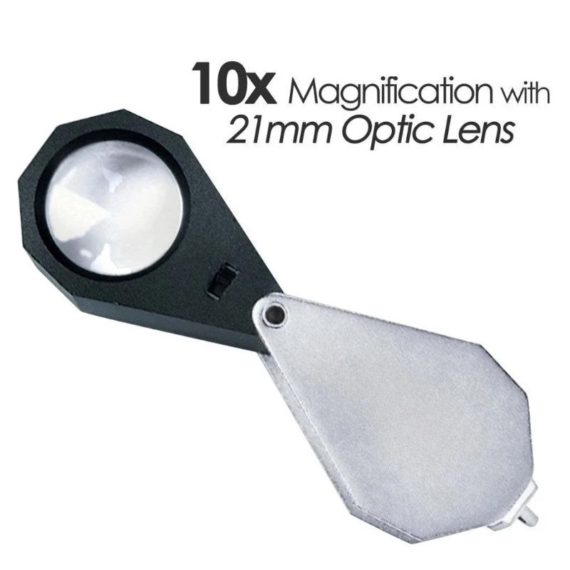 10 times 20 times 30 times handheld LED white optical glass folding identification jewelry magnifying glass