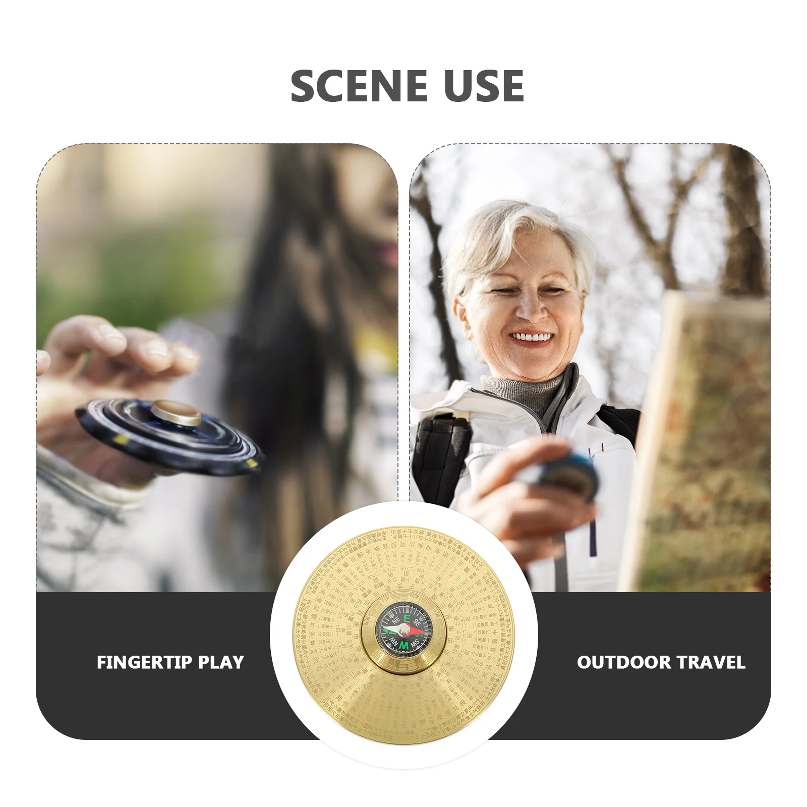 

1pc Brass Chinese Compass Retro Portable Outdoor Travel Camping Navigation Tool Vintage Metal Compass Decor For Exploration