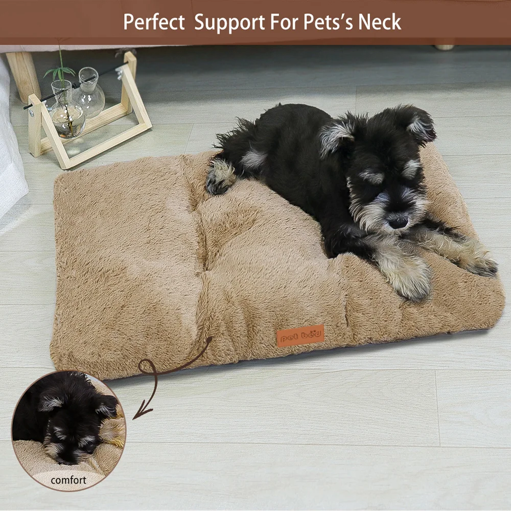 Dog Bed Pet Mat Pet Bed Pet Crate Bed For Cat Washable Plush Pet Mat Bed For Dog Anti-Slip Fluffy Comfy Pet Sleeping Mat