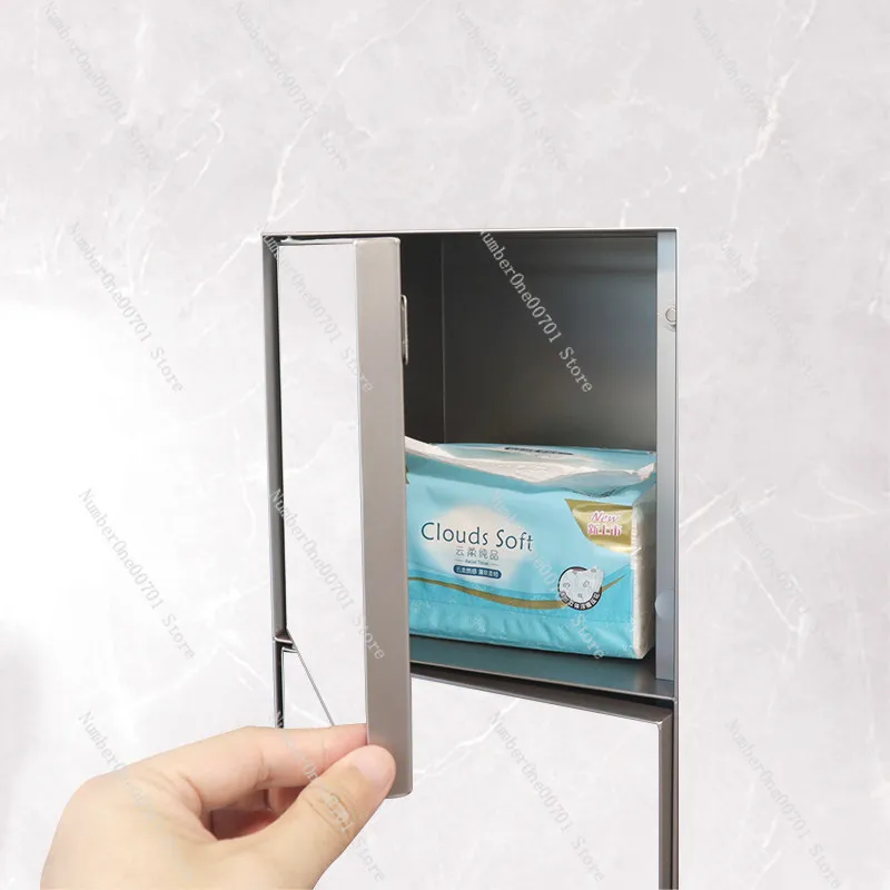 304 Stainless Steel Recessed Toilet Brush Holder, Wall-Embedded Niche Design for Bathrooms