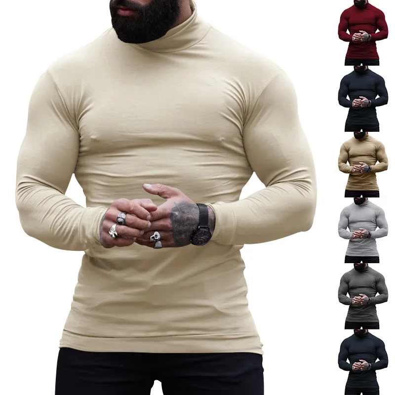 New Solid Color Turtleneck Cashmere Weater Slim Fit Pullover Base Knitwear Sweater Men's Keep Warm Inner Match Men's Clothing