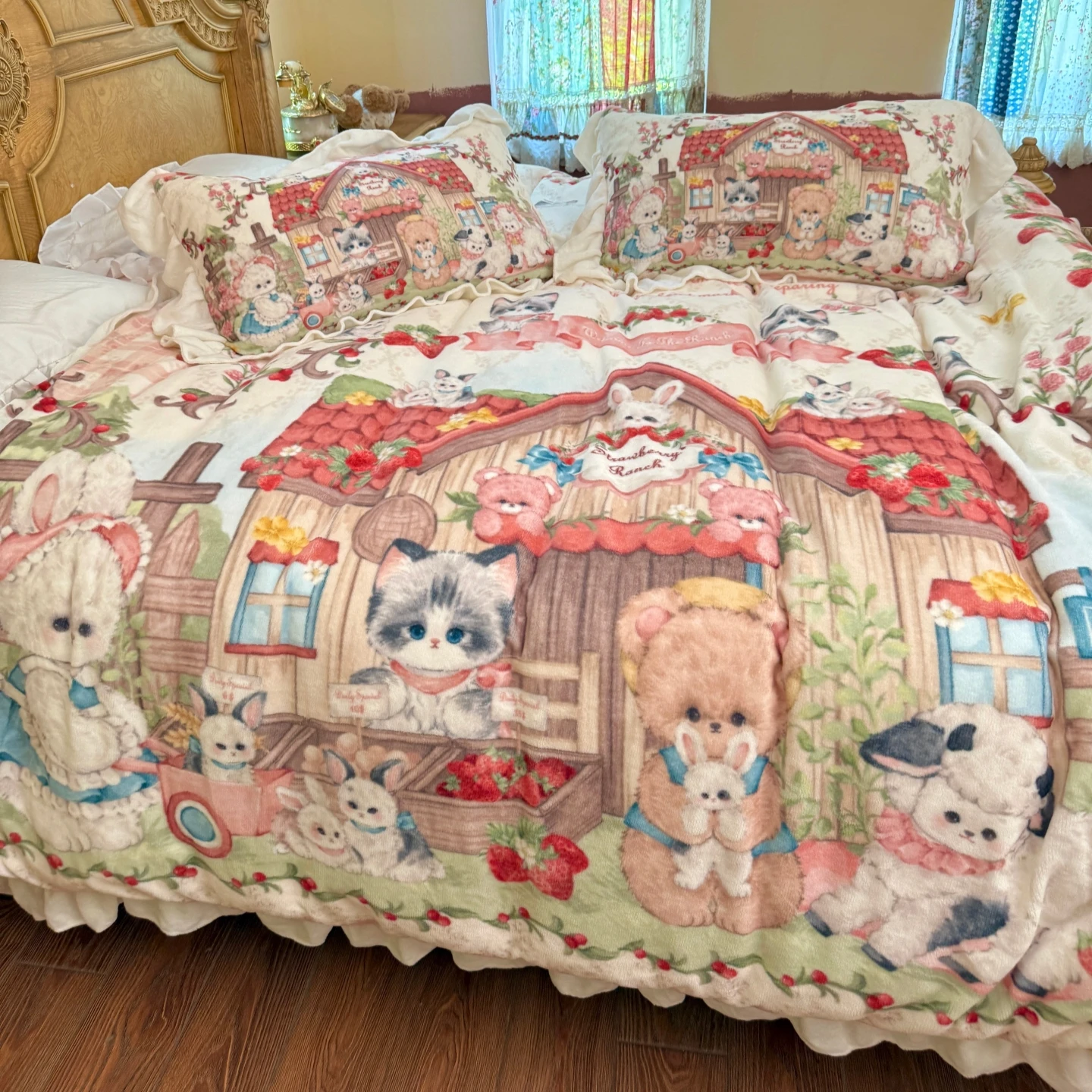 set-di-biancheria-da-letto-in-morbido-pile-corallo-quattro-pezzi-in-velluto-tema-cuore-per-bambine-lenzuola-copripiumino-e-coperte