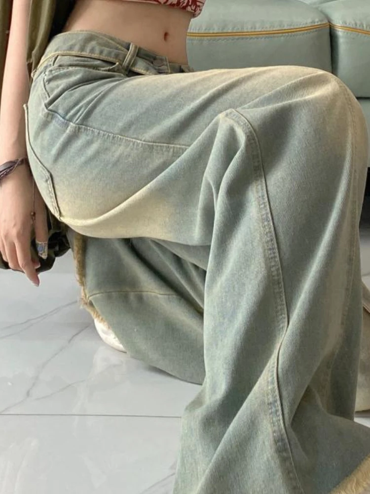 Jeans Donna Americano Retro Denim Moda Vintage Impero Casual Estetica Harajuku Primavera High Street Y2k BF Stile Figura intera