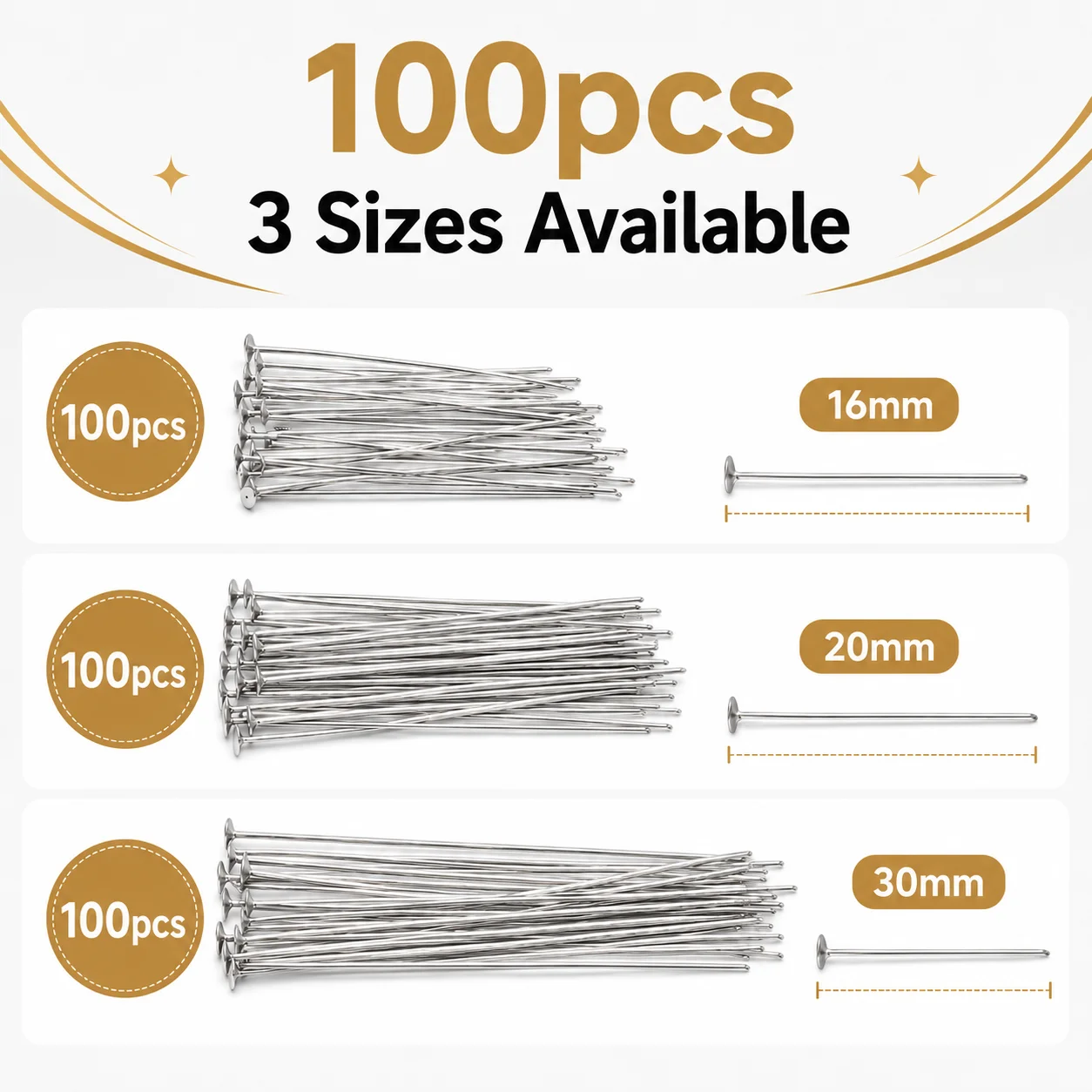 100 Stück Multi-Größe 16/20/30 – Jewelry Making Head Pins Bewertung und Preis