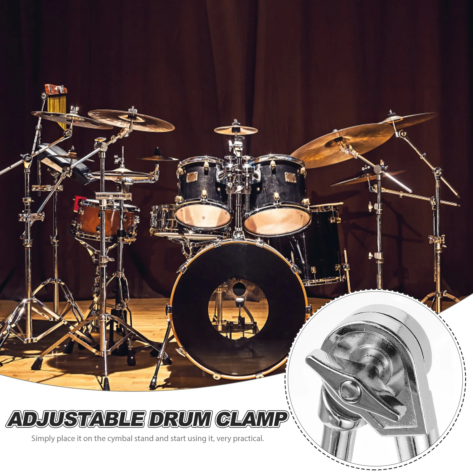 

Adjustable Drum Clamp Cymbal Stand Extension Rack Fixture Metal Reinforced Rustproof Durable Three-Layer Electroplating Quick