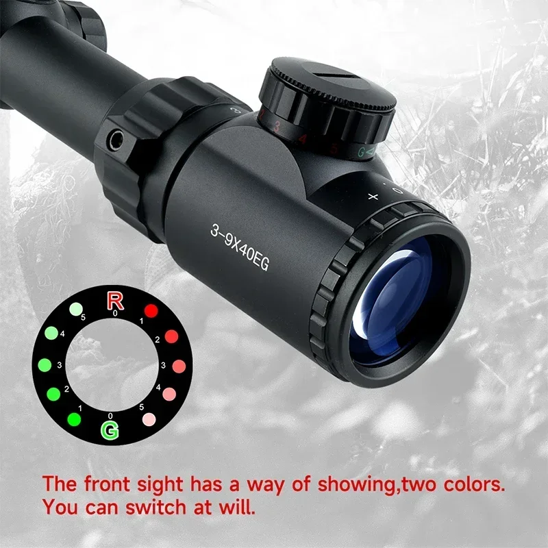 Imagem -05 - Optical Hunting Riflescope Long Range Tactical Sight Ajustável Iluminado Vermelho e Verde Reflex Scope 11 mm 20 mm Mount 3-9x40eg