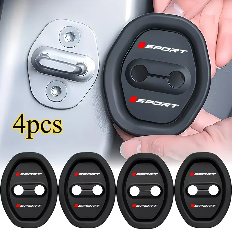 4 Pcs Silicone Anti-Collision Door Lock Protection Pads, Thick Shock-Absorbing Cushions, Durable Quiet Closing Lock Protectors