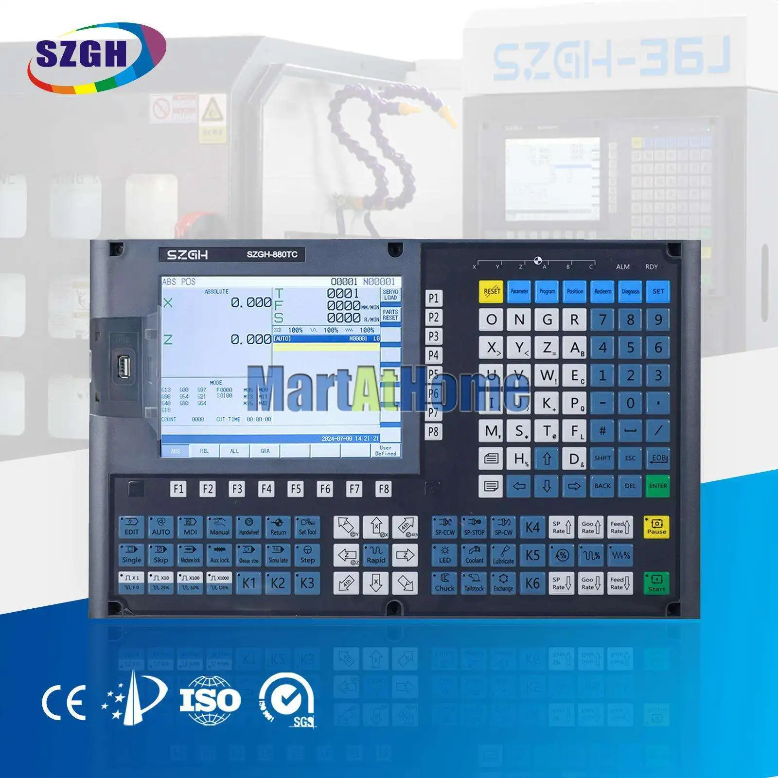 SZGH-880TC 2-6 Axis CNC Lathe Control System 8.4