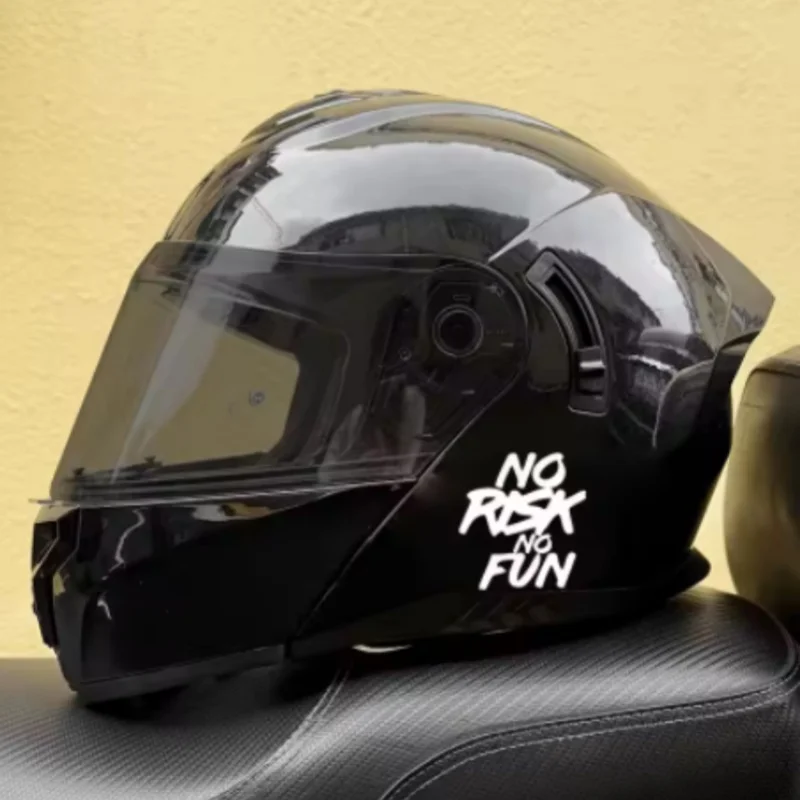 No Risk No Fun Motorcycle Sticker, Waterproof Vinyl Decal for Motorbike Helmet, Fuel Tank, Electric Scooter
