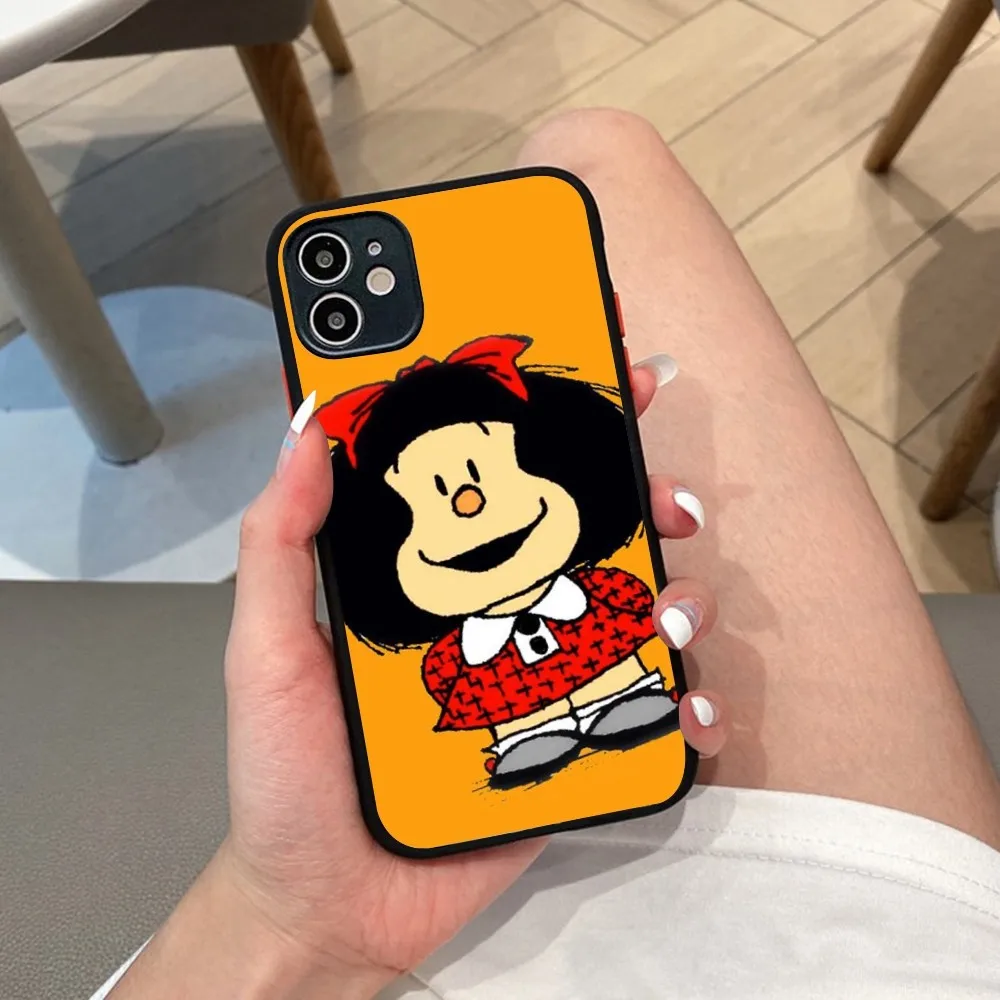 M-Mafalda Phone Case For iPhone 14 X XR XS 7 8 Plus 11 12 13 pro MAX 13mini Matte Shockproof Case