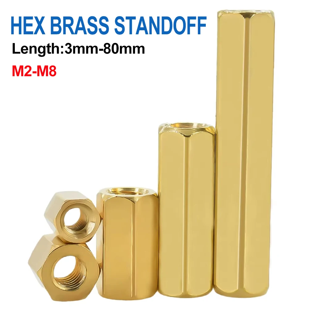 Distanziatore esagonale in ottone M2 M2.5 M3 M4 M5 M6 M8 Viti di spaziatura della scheda madre femmina Filettatura metrica Borad Rack Stud Distanziali bulloni Distanziatori
