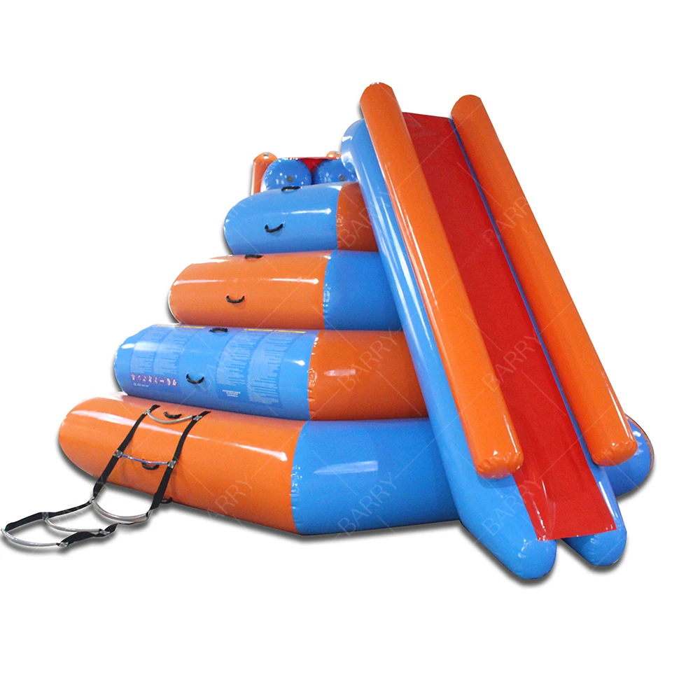 Custom Made Manufacture Sea Lake Inflatable Floating Island Slide for Sale Inflatable Climbing Wall with Slide for Water