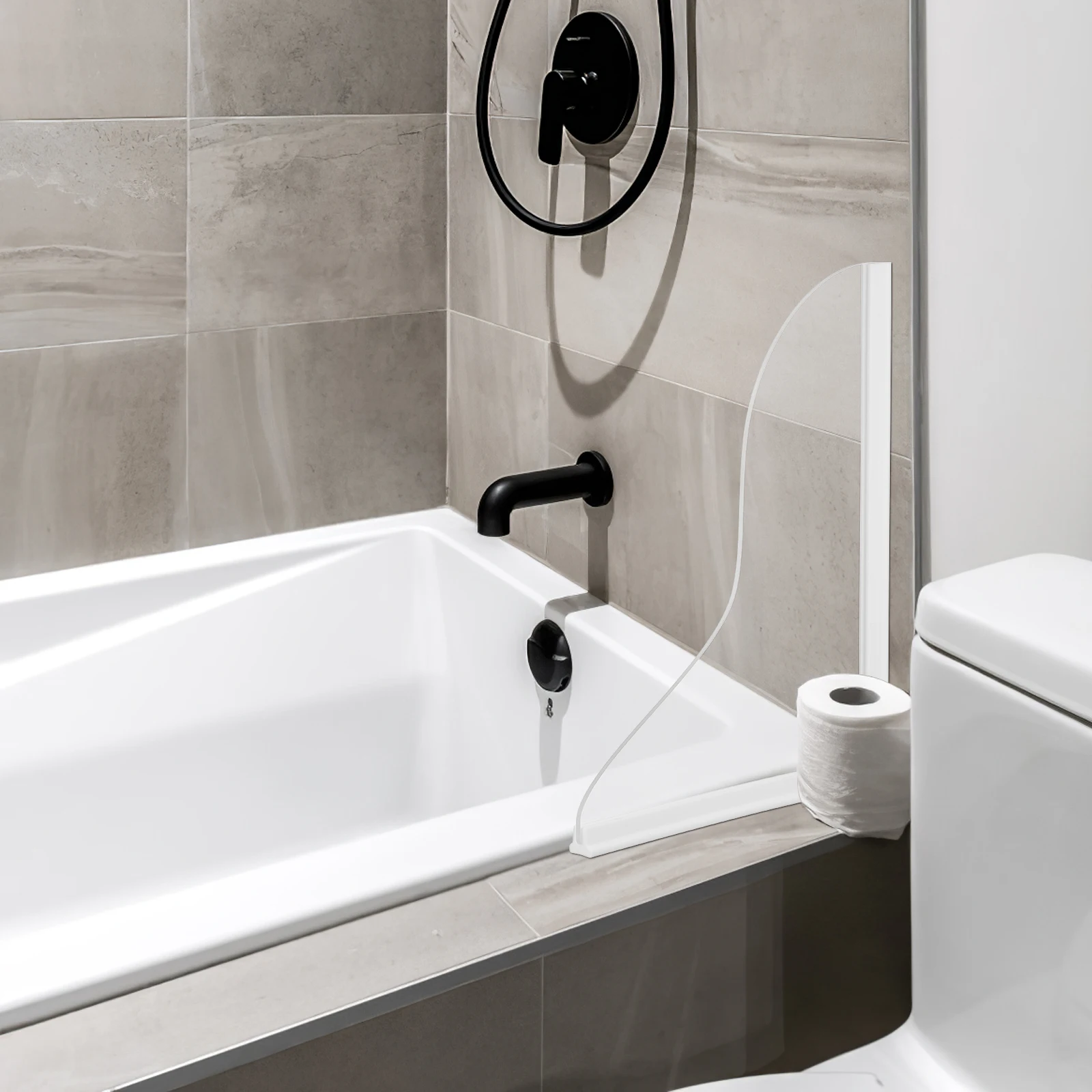 

2pcs Bathtub Splash Guard Transparent Acrylic Bathroom Washbasin Sink Tub Corner Edge Protective Guards Against Water Splashes