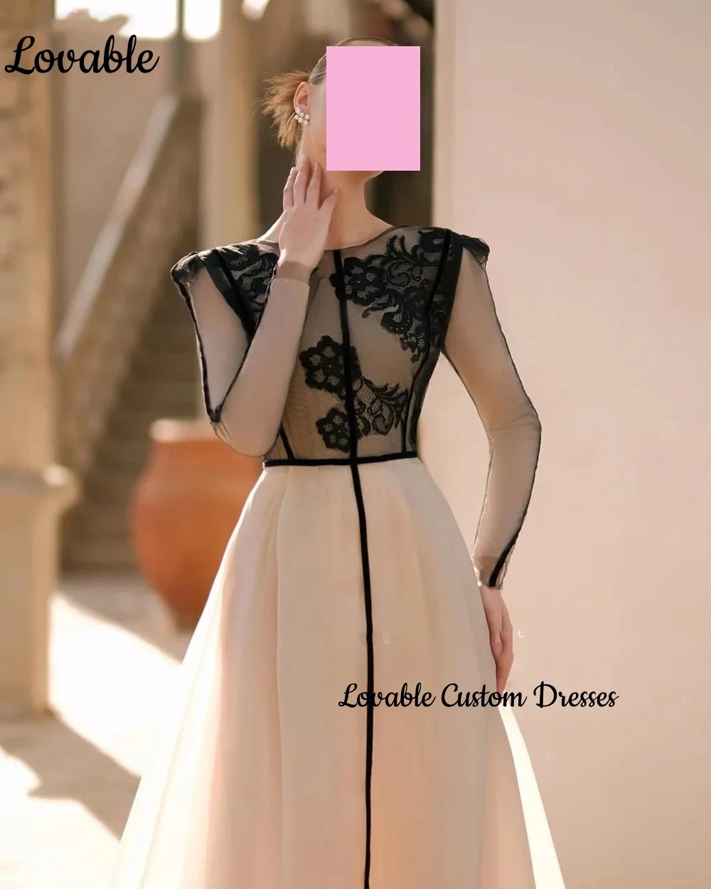 فساتين سهرة فاخرة مخصصة من فستان حفلات الزفاف على شكل حرف a وخط عنق سكوب بطول الأرض وسحاب حتى الدانتيل أنيقة وجميلة #2