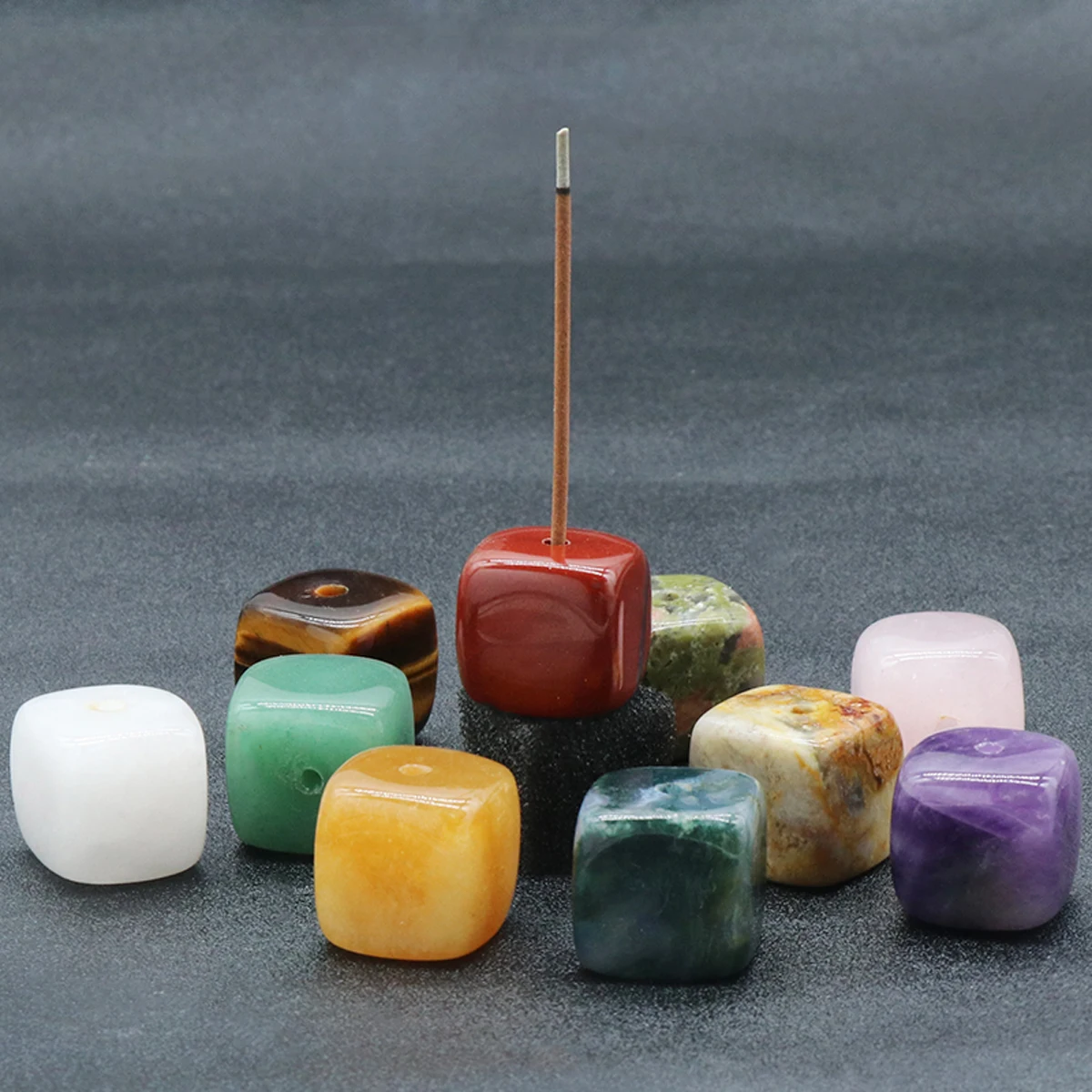 

5pc Natural Semi-Precious Stone Beads Square Flash Labradorite Rose Quartz for Jewelry Making DIY Home Decorations Gifts