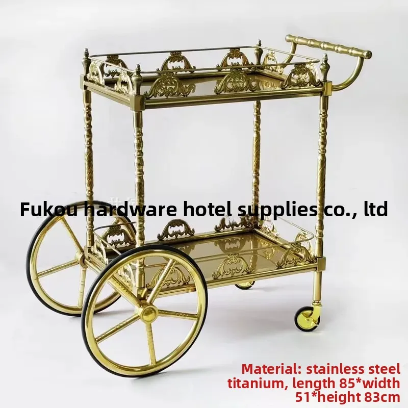 Hotel snack trolley three-layer wine cart tea cart stainless steel roast duck flake truck mobile dining car restaurant