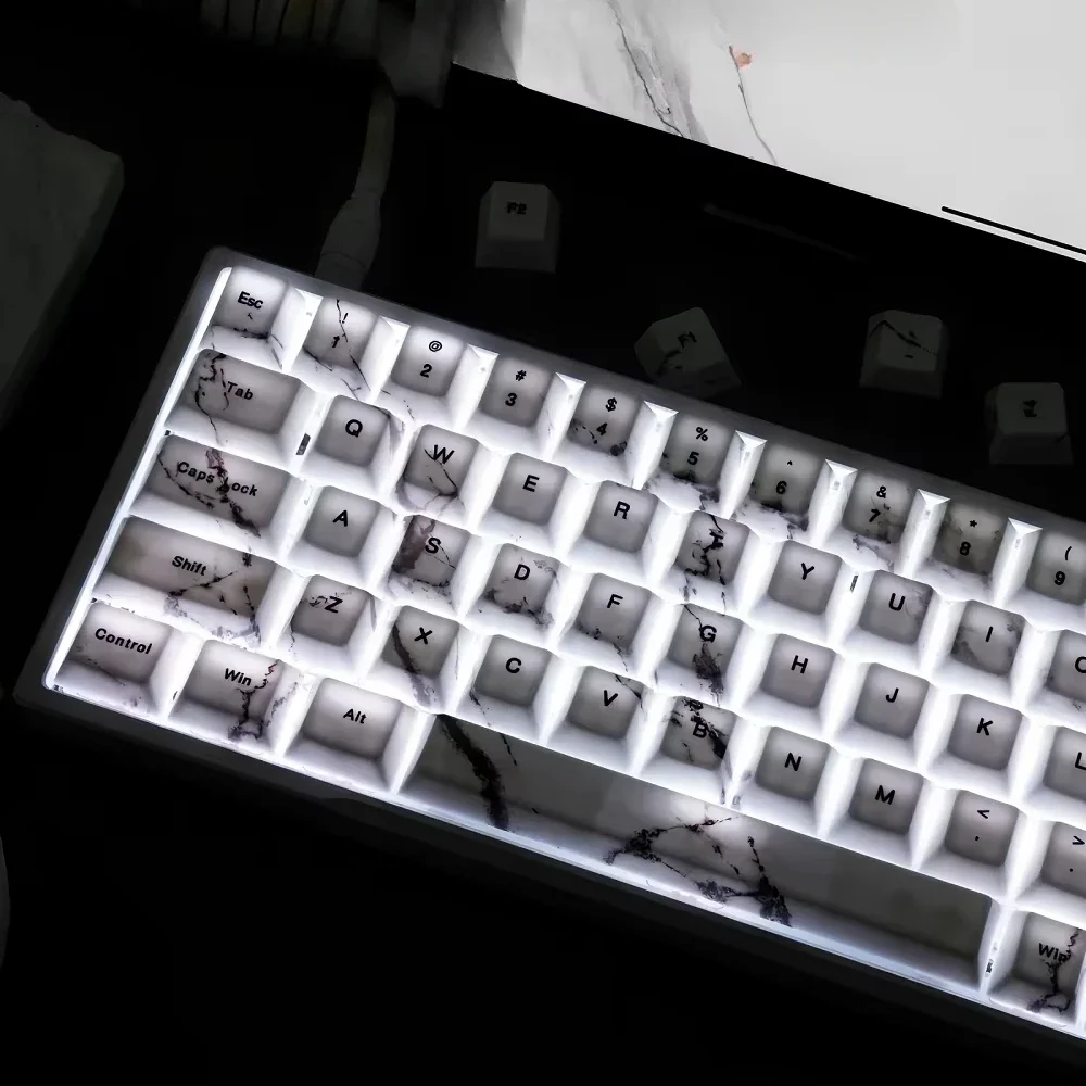 GEFENSI 130 Keys Marble Theme Keycaps Cherry PBT 3.0 Autumn View Personalized Keycaps For Mx Switch Mechanical Keyboards