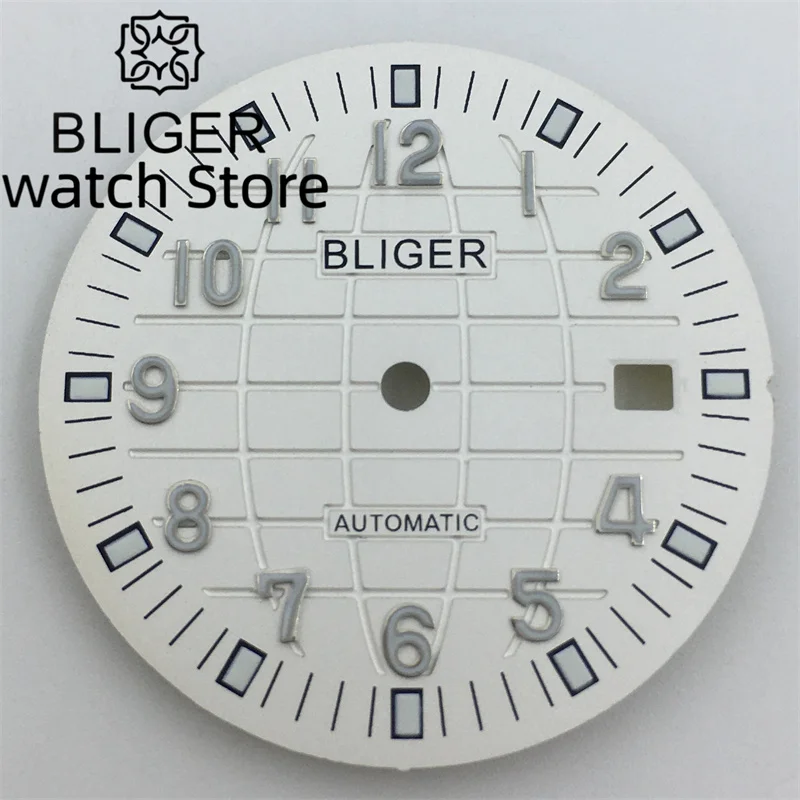 BLIGER 33mm wrist watch dial Date Window Black Blue Green Brown grey luminous dial with NH35 movement