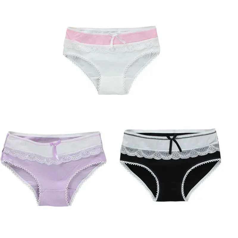 3PCS Teenage Girls Panties Cotton Toddler Girl Underwear Lace Young Girls Pantie Puberty Girl Underpants