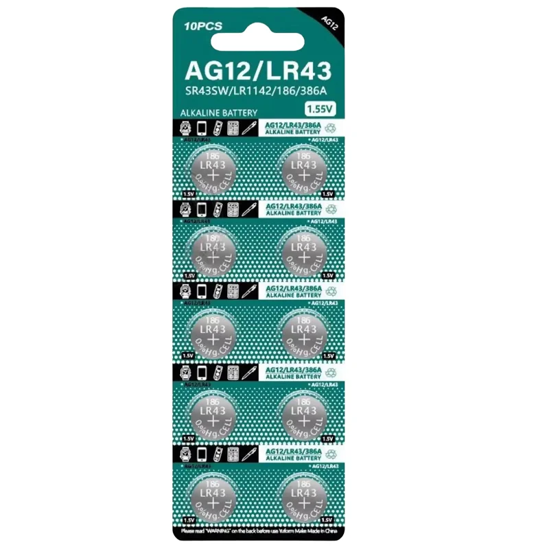 

2-10PCS AG12 Button Batteries LR43 SR43 186 386 LR1142 V12GA AG 12 SR43W SR1142 Cell Coin Watch Toys Remote Battery 1.55V