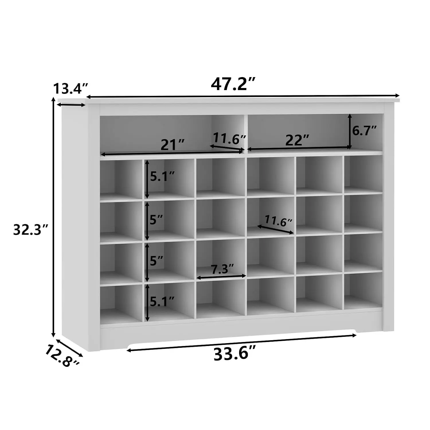 5-Tier White Shoe Storage Cabinet 26 Cubbies 24 Pair Freestanding Organizer Entryway Hallway Bedroom Living Room, Customized