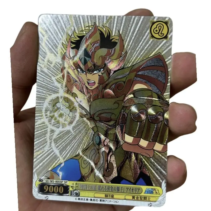 Gold Saint Seiya Flash Card Diy A Set of 12 Sheets Coarse flicker Process Action Toy Figures Anime Game Collection Gifts friends