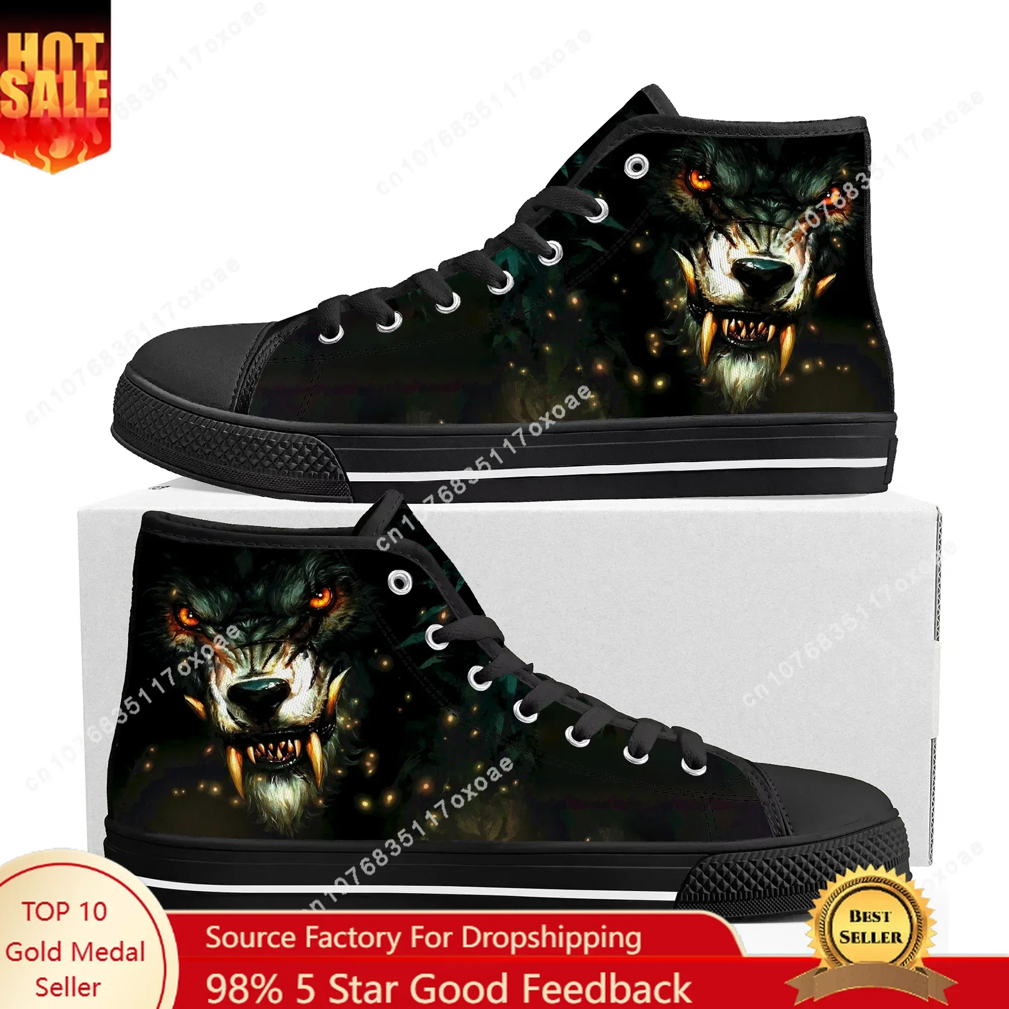 

Wolf shoes High Top Sneakers Mens Womens Teenager High Quality Animal Canvas Sneaker couple Casual Shoe Customize Shoes