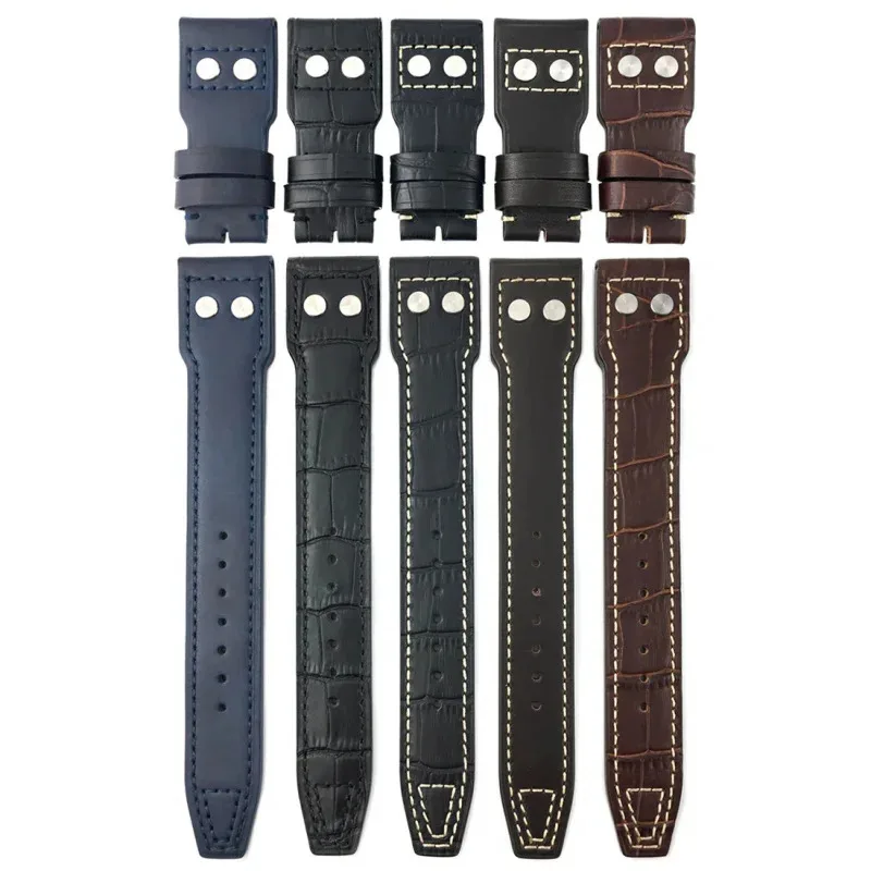 Genuine Leather Rivet Watchband Fit for IWC Big Pilot's Watch TOP GUN SPITFIRE Le Petit Prince Calfskin Strap  20mm 21mm 22mm