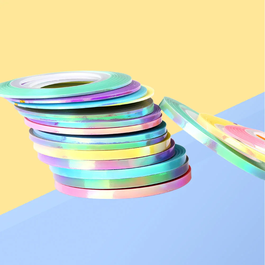 반짝이는 네일 아트 롤 1mm 2mm 3mm 혼합 색상 DIY 스티커 테이프 자가 접착식 장식 네일 및 잡화용