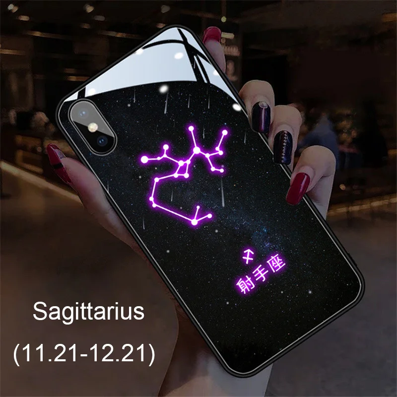 12 Star Zodiac Sign Flash LED Case For iPhone 11 12 13 14 Pro Max Case Luminous Cover For iPhone 7 8 14 Plus X Xr Xs Max 12 Mini