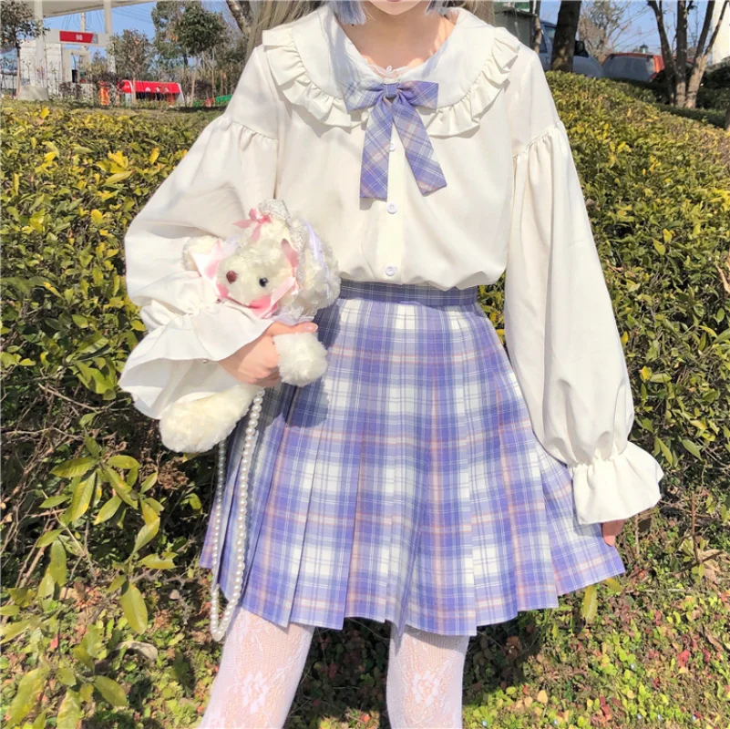 Chemise Japonaise Douce Fille, Kawaii, Col Beurre, Chemise à Manches sulf, Uniforme d\'Étudiante Jk, Chemise Blanche Lolita, Nouvelle Collection