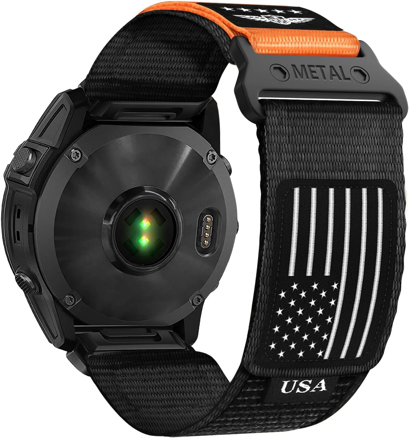 Tactical Nylon Watch Strap Metal Quick Release Buckle for Garmin Fenix 8 7 6 5 Epix TACTIX Outdoor Climbing Sport USA Flag Woven