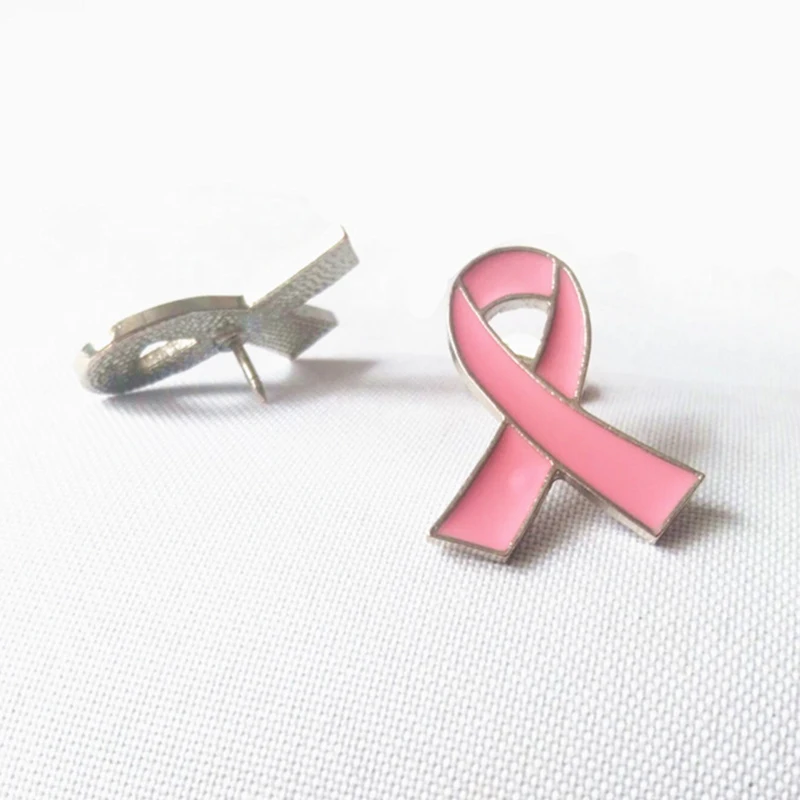 Creative Pink Ribbon Metal Brooch Cartoon Anti-cancer Awareness Medical Enamel Brooch Fashion Medical Promotion Badge Accessorie