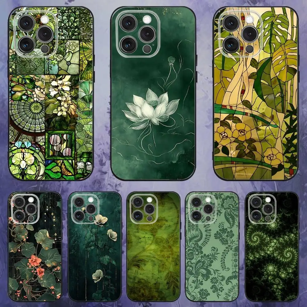

Chic Mosaic Graffiti Green Rattan Phone Case For iPhone 17,16,15,14,13,12,Pro,Max,Plus,E,SE4,Air,Mini Black Soft Box