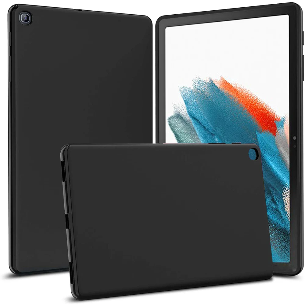 

Soft Silicone Case For Samsung Galaxy Tab A8 10.5 2021 SM-X200 SM-X205 Shockproof Flexible TPU Black Shell Back Cover