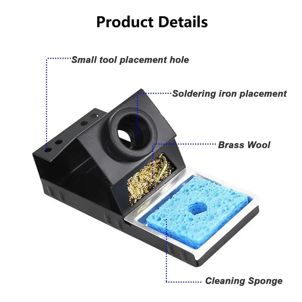 Heavy Duty Soldering Iron Holder Reliable Metal Stand with Integrated Brass Wool and Cleaning Sponge for Convenience
